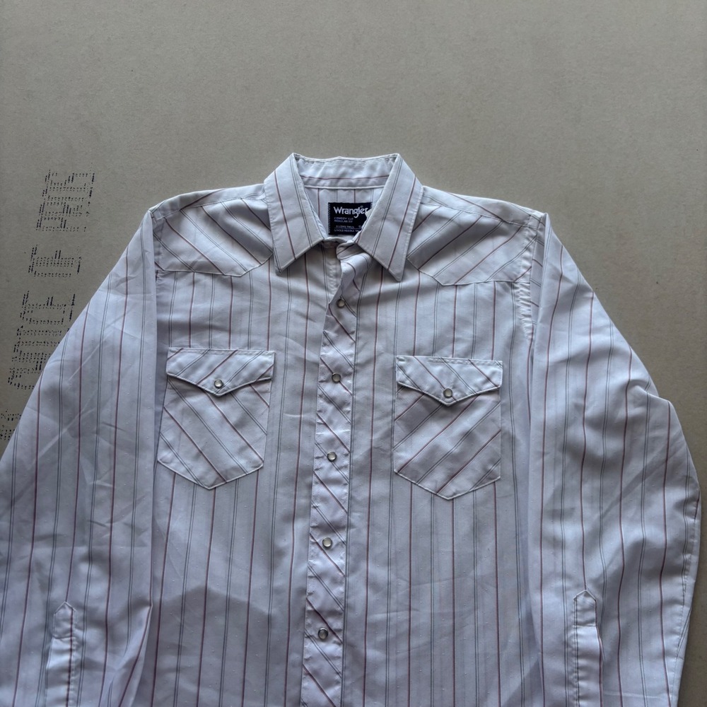 Vintage Wrangler Cowboy Cut Western Striped Pearl Snap Shirt - Picture 2 of 7